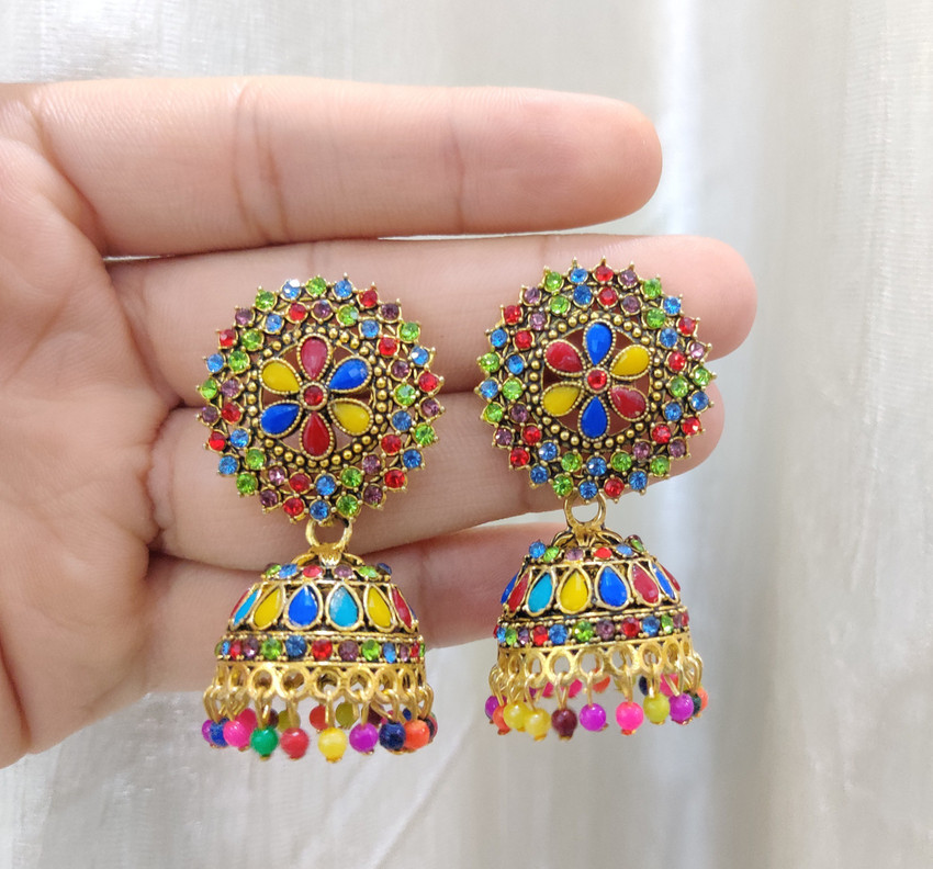 Colourful cheap jhumki earrings