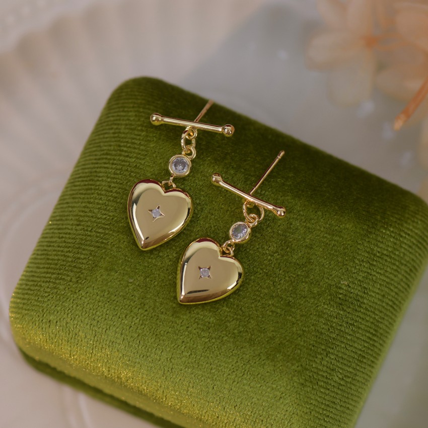  Buy DESTINY JEWEL'S Gold Plated Korean Style Casual Heart  Shape Trendy Earrings Cubic Zirconia Alloy Drops & Danglers Online at Best  Prices in India