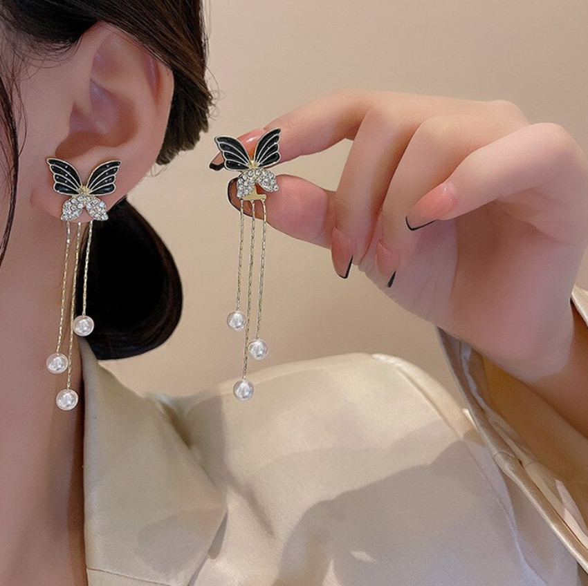 Long earrings korean sales