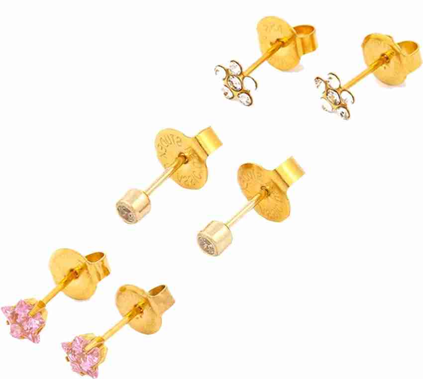 24K solid gold earrings shops