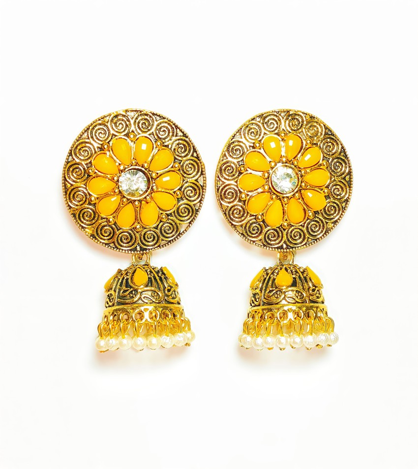 Buy Blue  GoldToned Earrings for Women by Crunchy Fashion Online   Ajiocom