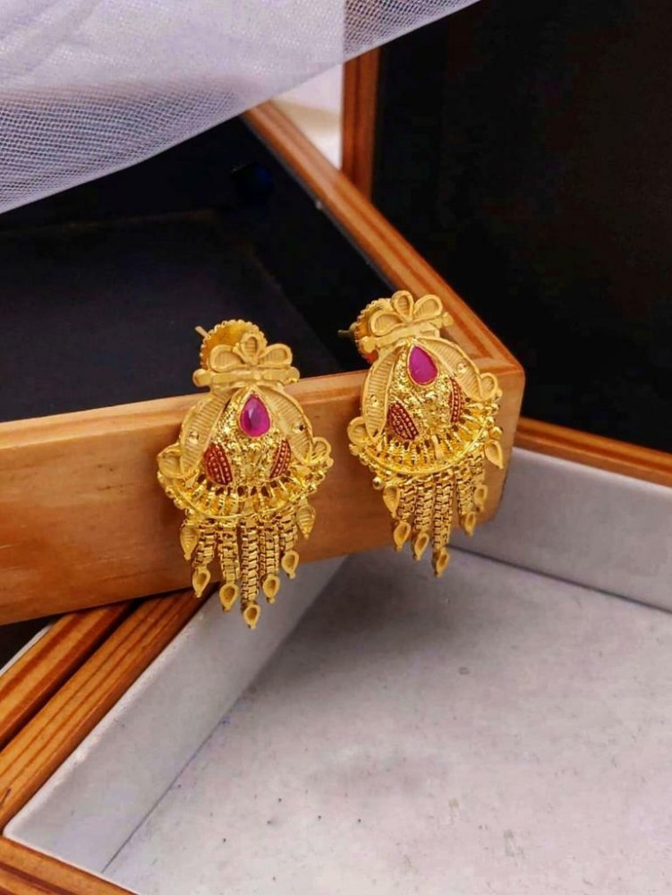 Gold earrings for women on sale tops