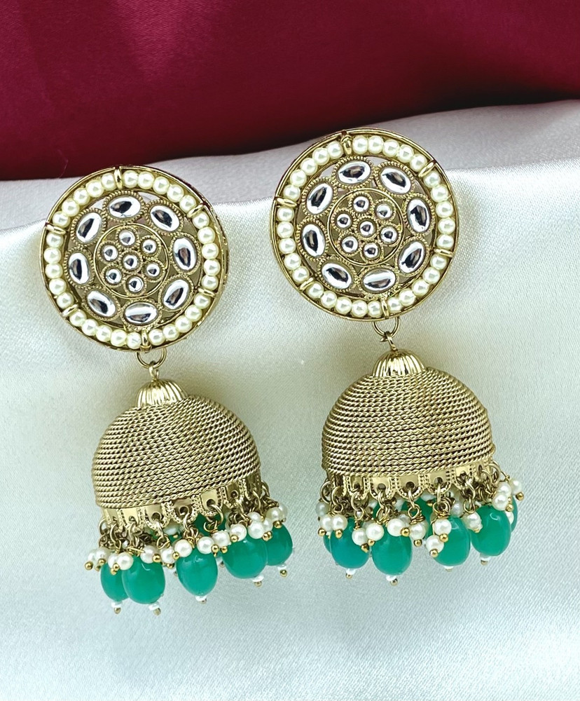 Flipkart Buy Orbis Big Jhumka Earrings Studs Green Beads Alloy Jhumki Earring Online at Best Prices in India