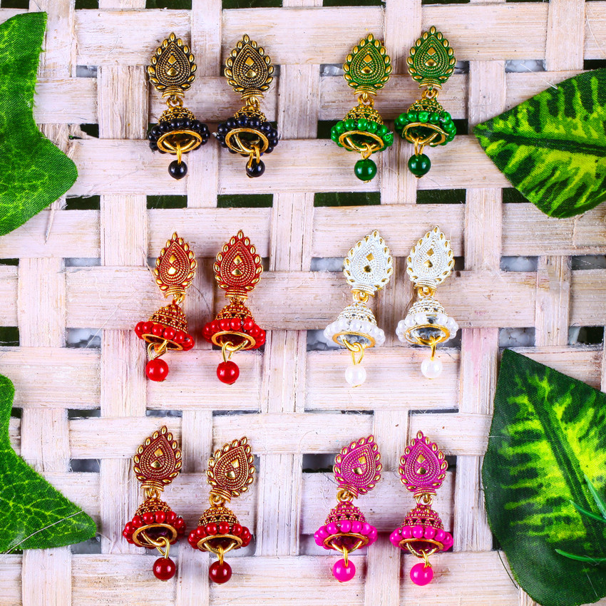 Flipkart Buy MEENAZ earrings women jhumki Jhumka combo jhumkas Traditional South Temple moti party Beads Pearl Metal Earring Set Online at Best Prices in India