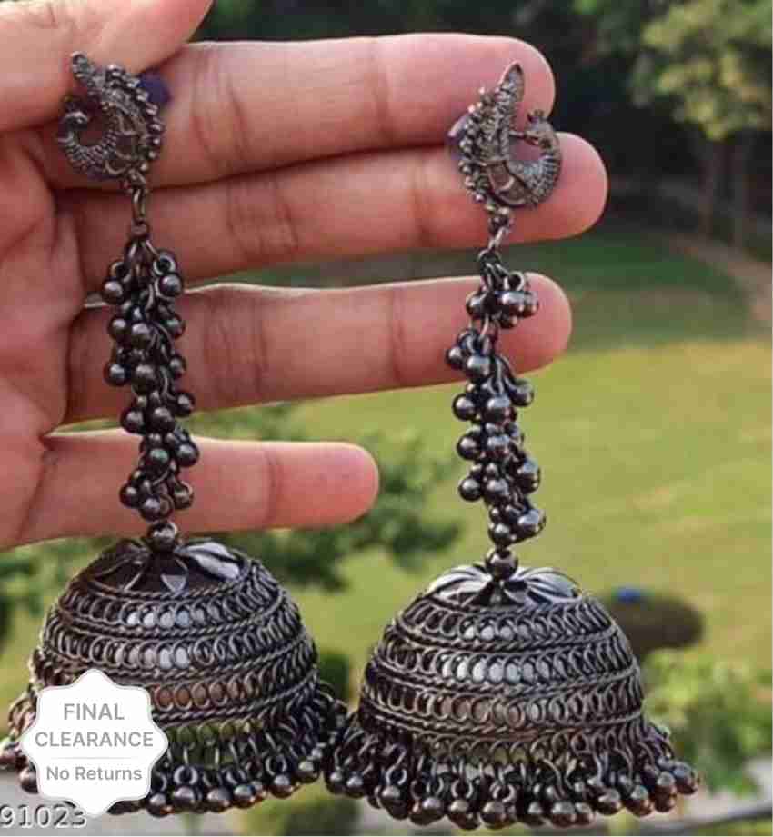 Oxidised deals long jhumkas