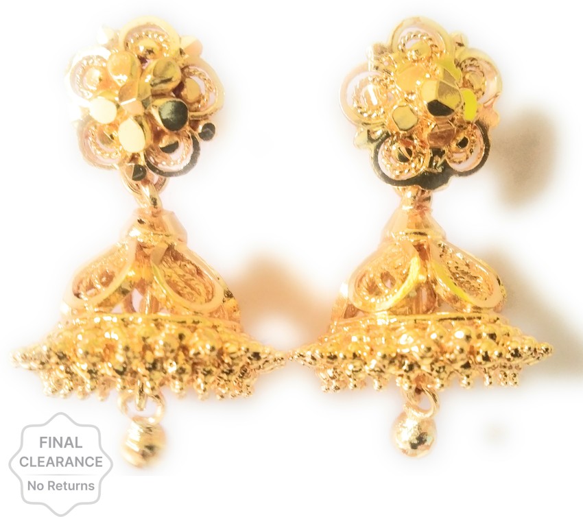 Gold Ruby Ring Type Earrings  South India Jewels