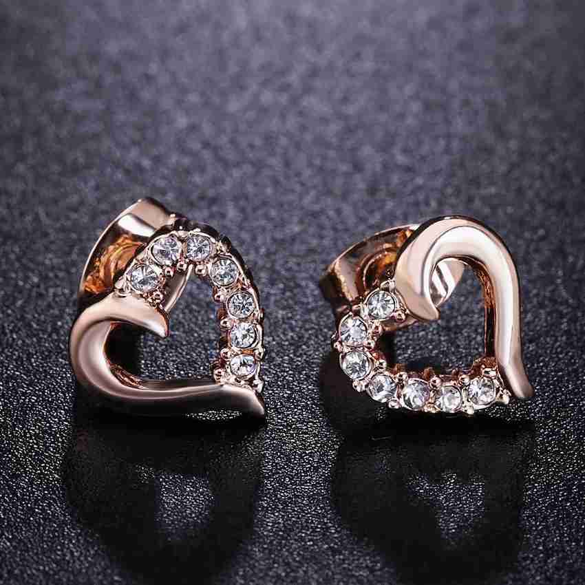 Flipkart Buy Nilu s Collection Stone Studded Heart Shape Stud Earrings for Baby Girls Women Girls Rose Gold Copper Stud Earring Online at Best Prices in India