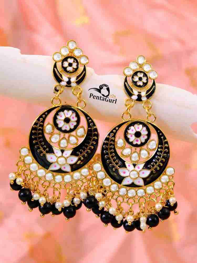 Flipkart Buy PentaGurl Traditional Black Jhumka New Trend Chandbali Earrings for Women Girls Amber Alexandrite Acrylic Brass Jhumki Earring Hoop Earring Chandbali Earring Online at Best Prices in ...