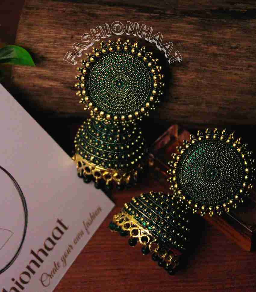 Flipkart Buy Fashionhaat Meenakari Designer Dark Green Jhumka earrings for women Ethnic Jhumka earrings Alloy Jhumki Earring Earring Set Online at Best Prices in India