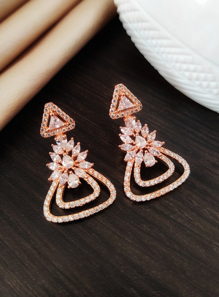Flipkartcom  Buy Weldecor Premium Collection American Diamond Fashion  Square Drop Earrings for GirlsWomen Brass Drops  Danglers Online at Best  Prices in India