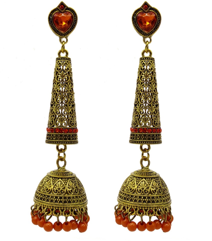 Golden color earrings on sale online