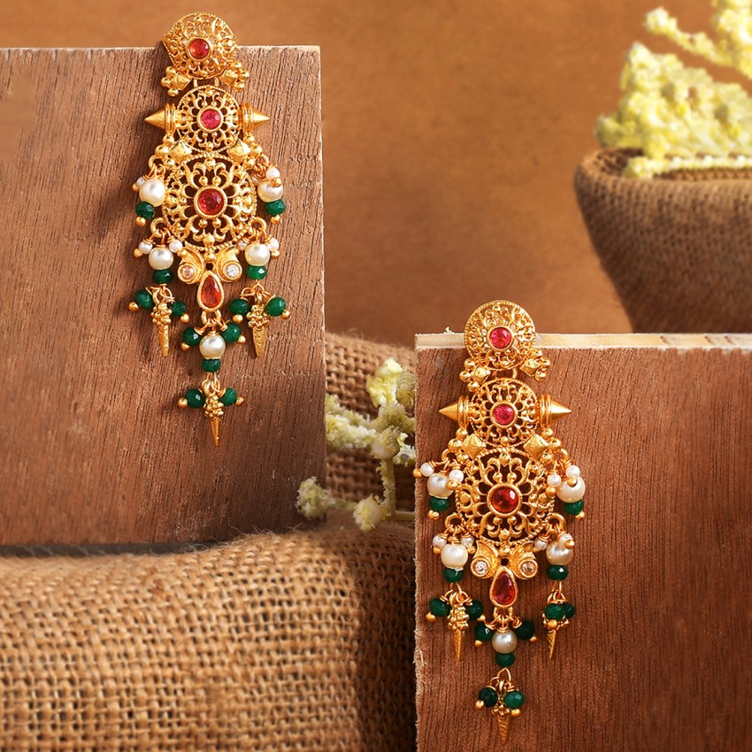 Flipkartcom  Buy Voylla Voylla Durga Layered Crescents Drop Earrings  Brass Chandbali Earring Online at Best Prices in India