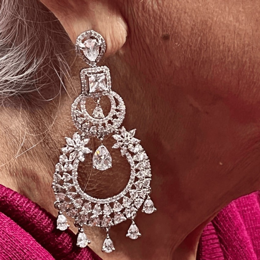 Flipkartcom  Buy eStore Delhi Party Wear Premium American Diamond Earrings  Silver Plating Brass Chandbali Earring Online at Best Prices in India