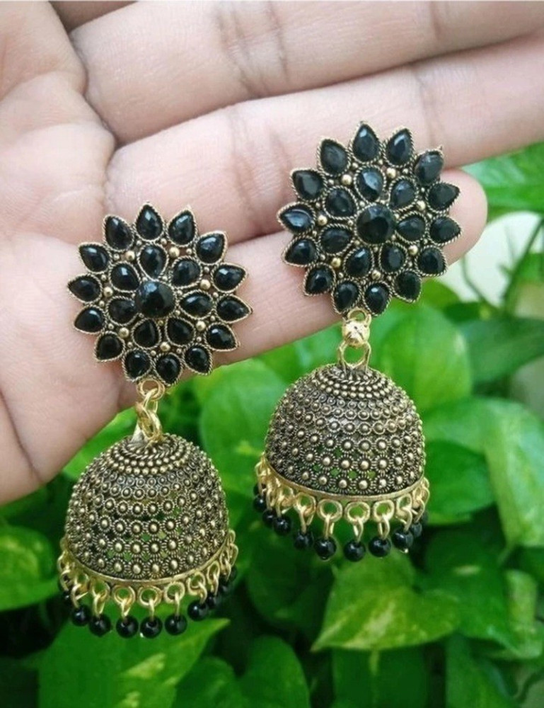 Black colour earrings online store