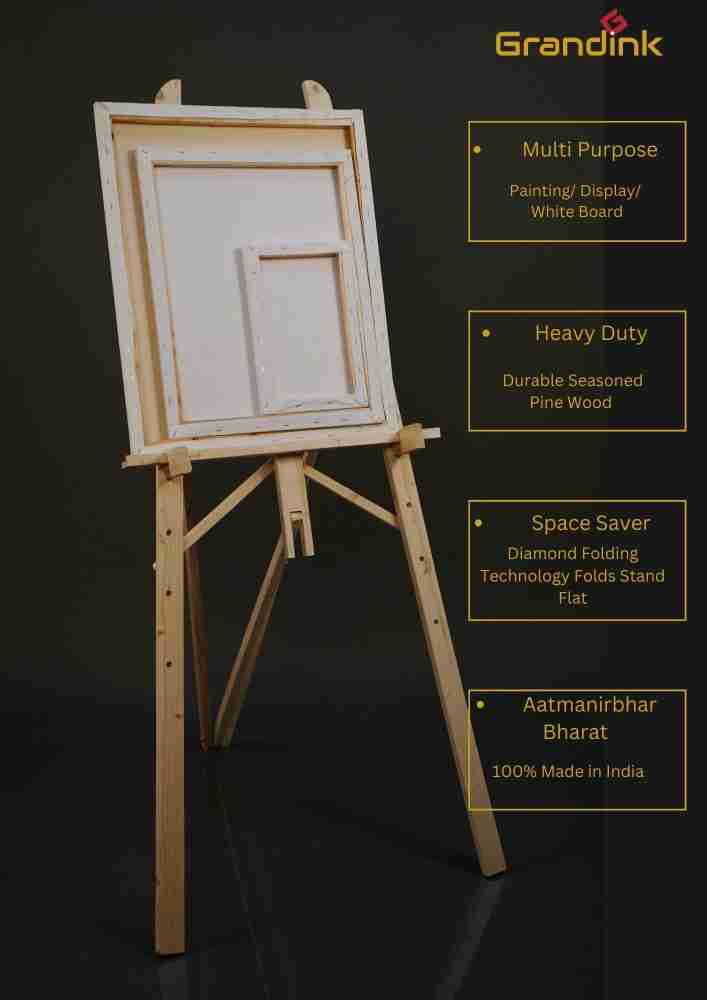 Grandink Wooden Folding Grey Easel Stand For White Board 3 ft