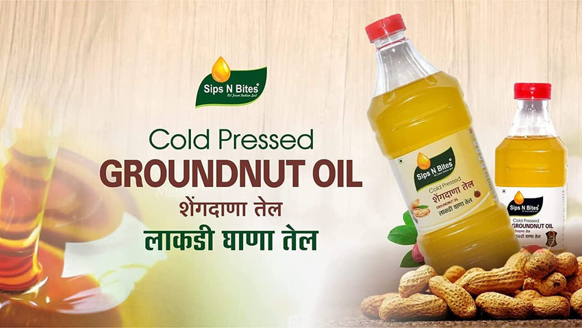 Sips N Bites Cold Pressed Shengdana Tel Groundnut Oil Plastic
