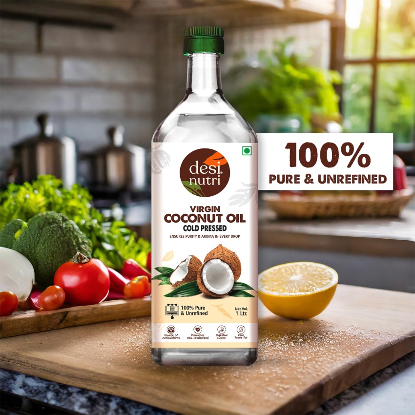 Desi Nutri Cold Pressed Virgin Coconut Oil Coconut Oil PET Bottle Price in India Buy Desi Nutri Cold Pressed Virgin Coconut Oil Coconut Oil PET Bottle online at Flipkart