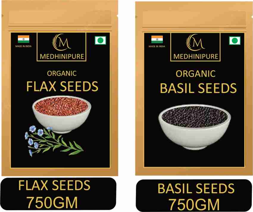 medhinipure Combo Pack of Basil Seeds and Flax Seeds 1500 g Pack