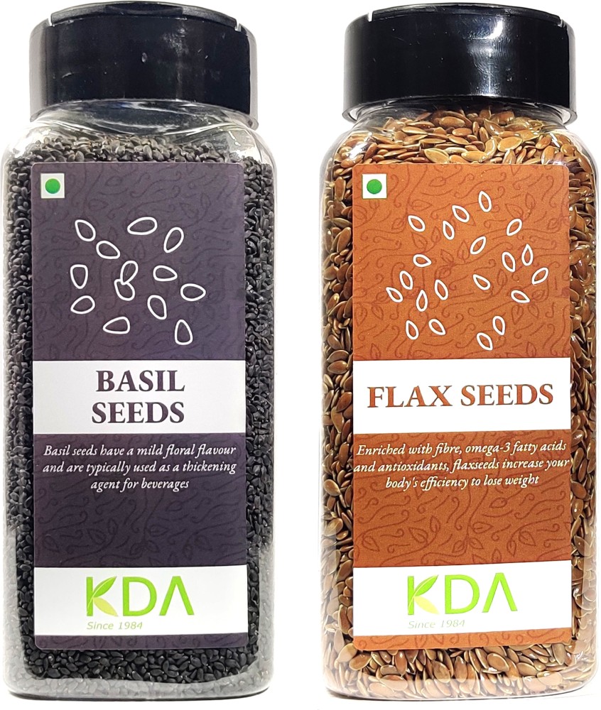 KDA Basil Seeds Tukmaria Sabja Seeds Raw Flax Seeds Alsi