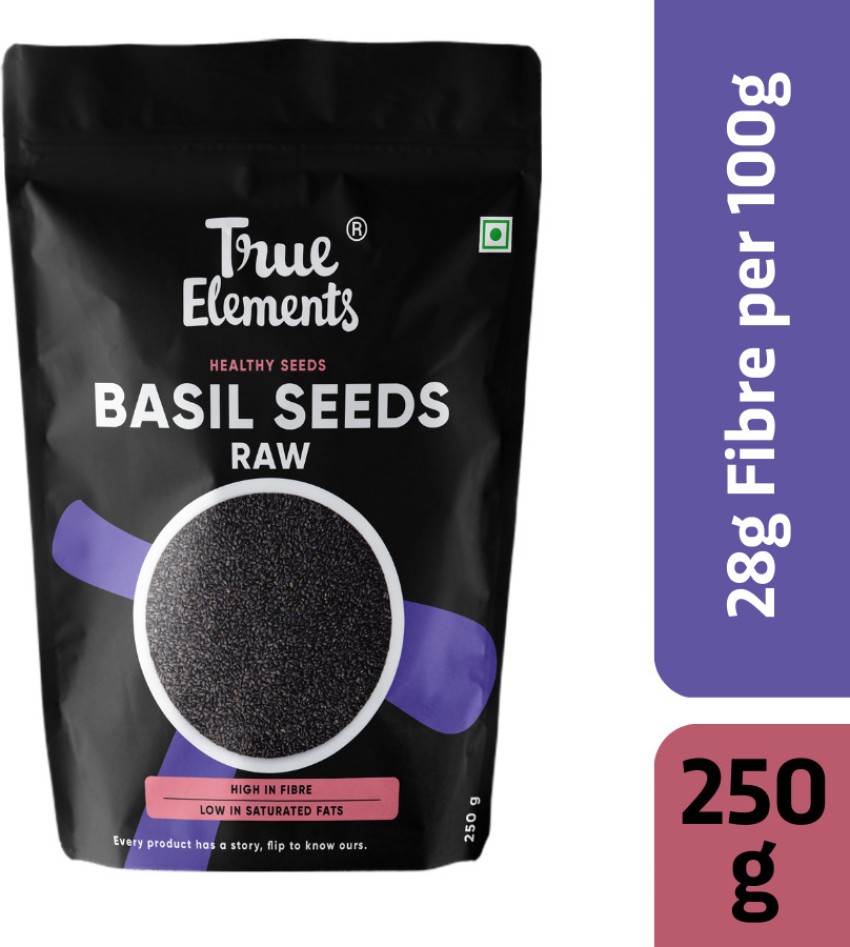 True Elements Raw Basil Seeds Rich in Protein Fibre Edible