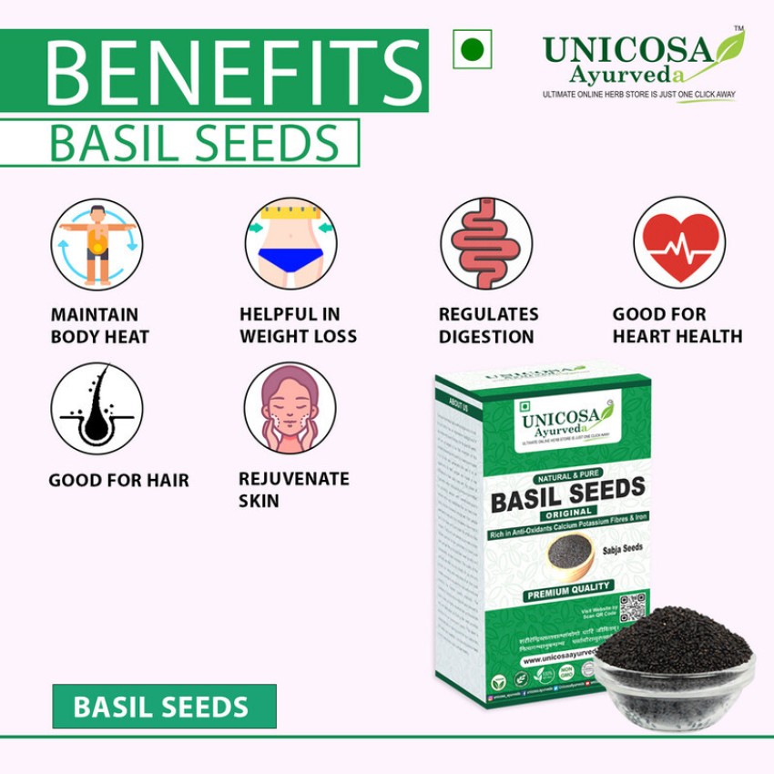 Unicosa Ayurveda Natural Sabja Basil Seeds 500gm Reduces Body