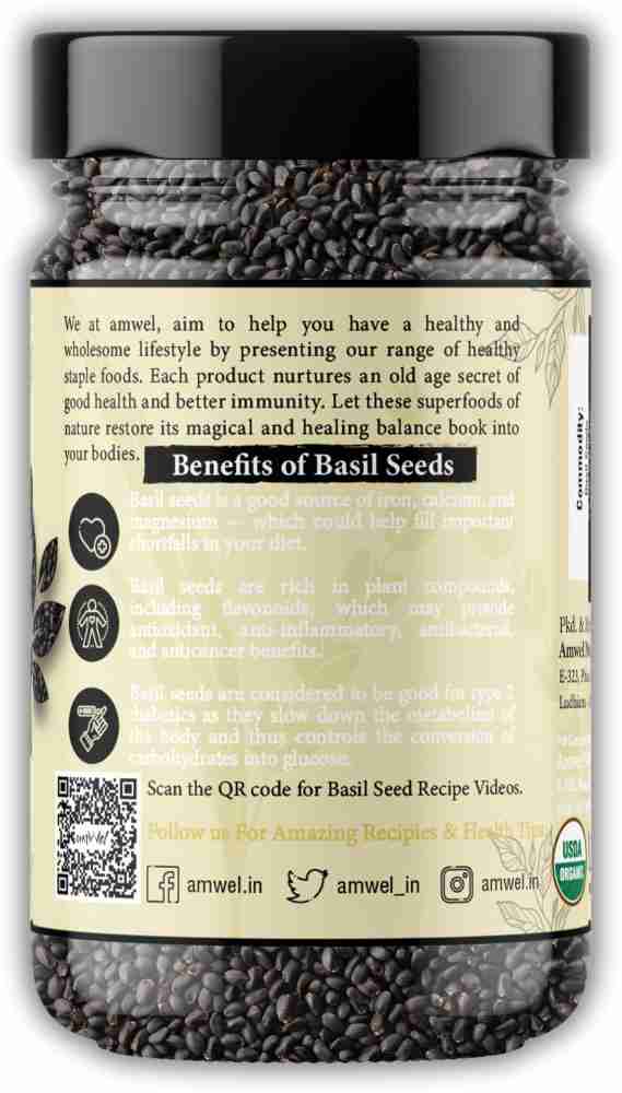 Amwel Raw Basil Seeds Sabja Pack of Four Basil Seeds Price in