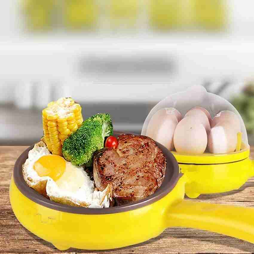 Luxafare Electric Automatic off with Egg Boiler Machine Non Stick Electric Egg Frying Pan Kitchen 2 in 1 Electric Egg Frying Pan with Egg Boiler Machine Measuring Cup with Handle Egg Cooker Electric