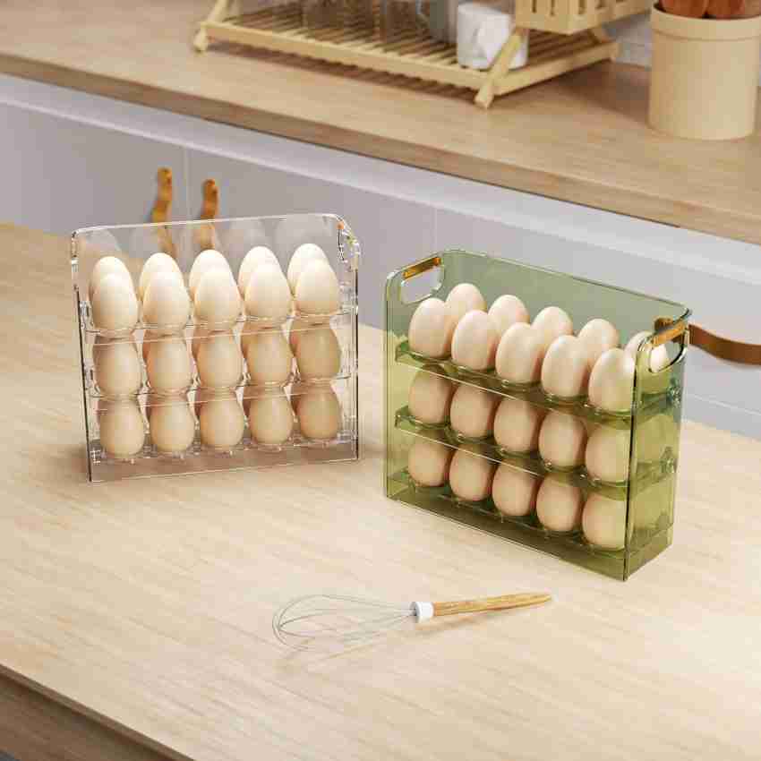 Plastic Egg Holder for Refrigerator 3-Layer Flip Fridge Egg Tray Container  Kitchen Countertop Fresh Egg Storage Container