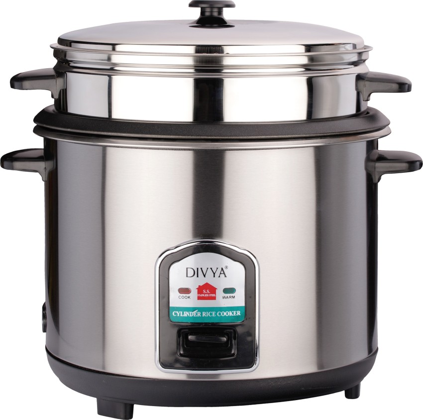 Divya Double Pot 2.8 Litres Stainless Steel Cylinder Nonstick Electric Rice  Cooker with Steaming Feature Price in India - Buy Divya Double Pot 2.8  Litres Stainless Steel Cylinder Nonstick Electric Rice Cooker