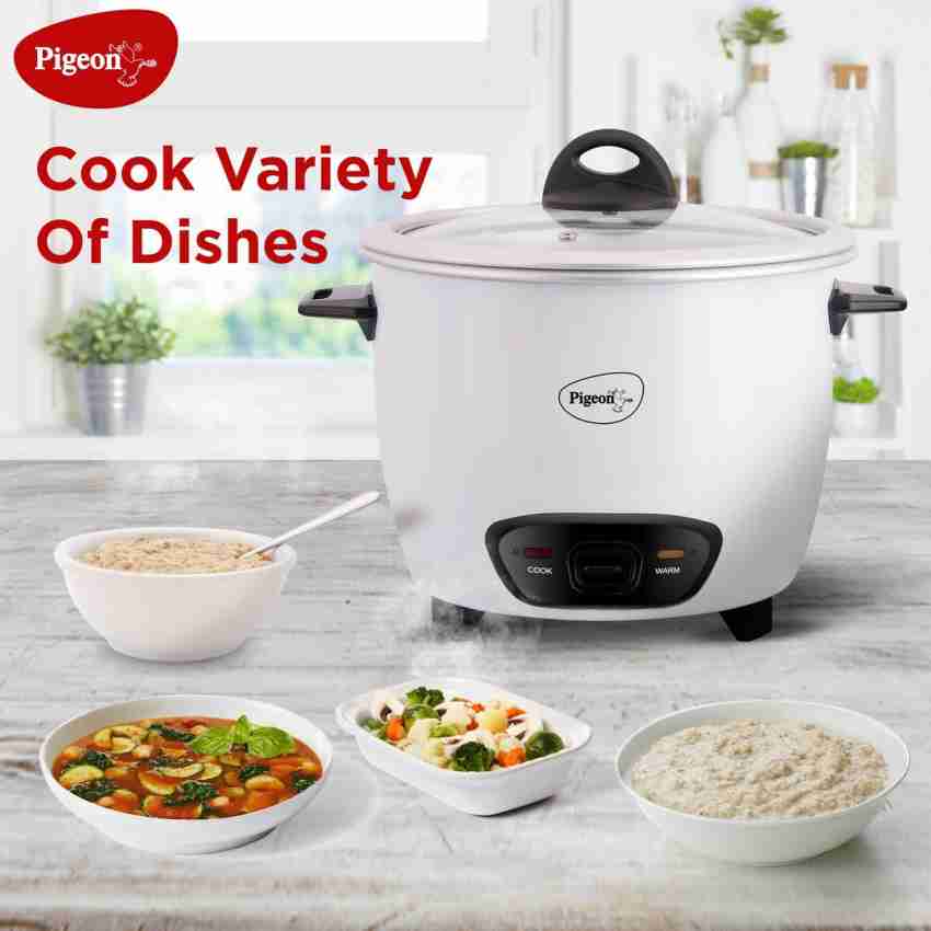 Pigeon Joy Electric Rice Cooker (1.8L,White) with Steaming Feature & SS Lid