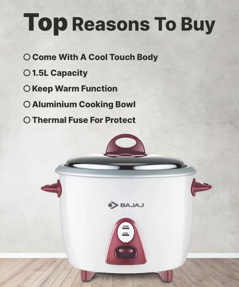 BAJAJ Majesty New RCX 3 Electric Rice Cooker Price in India Buy BAJAJ Majesty New RCX 3 Electric Rice Cooker Online at Flipkart