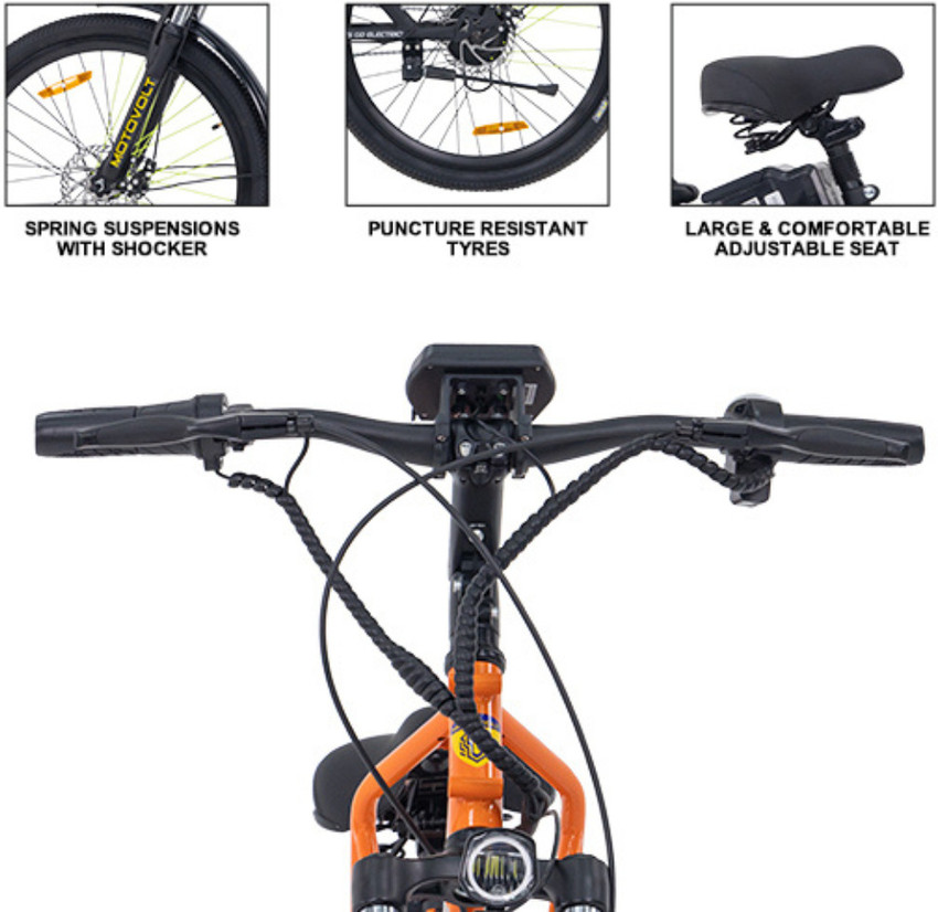 Motovolt HUM Standard Mid Range 26 inches Single Speed Lithium ion Li ion Electric Cycle