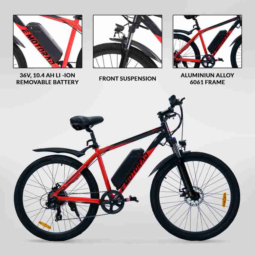 EMotorad TRex Red 27.5 inches 7 Gear Lithium ion Li ion Electric Cycle
