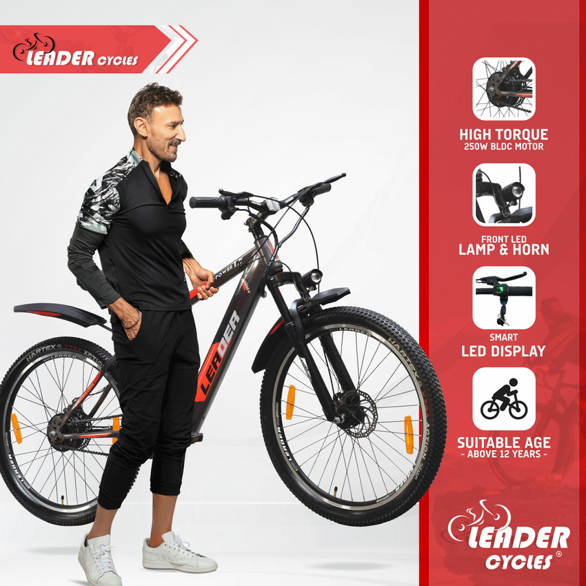 LEADER E Power L7 27.5T with Front Suspension Dual DISC Brake 27.5 inches Single Speed Lithium ion Li ion Electric Cycle