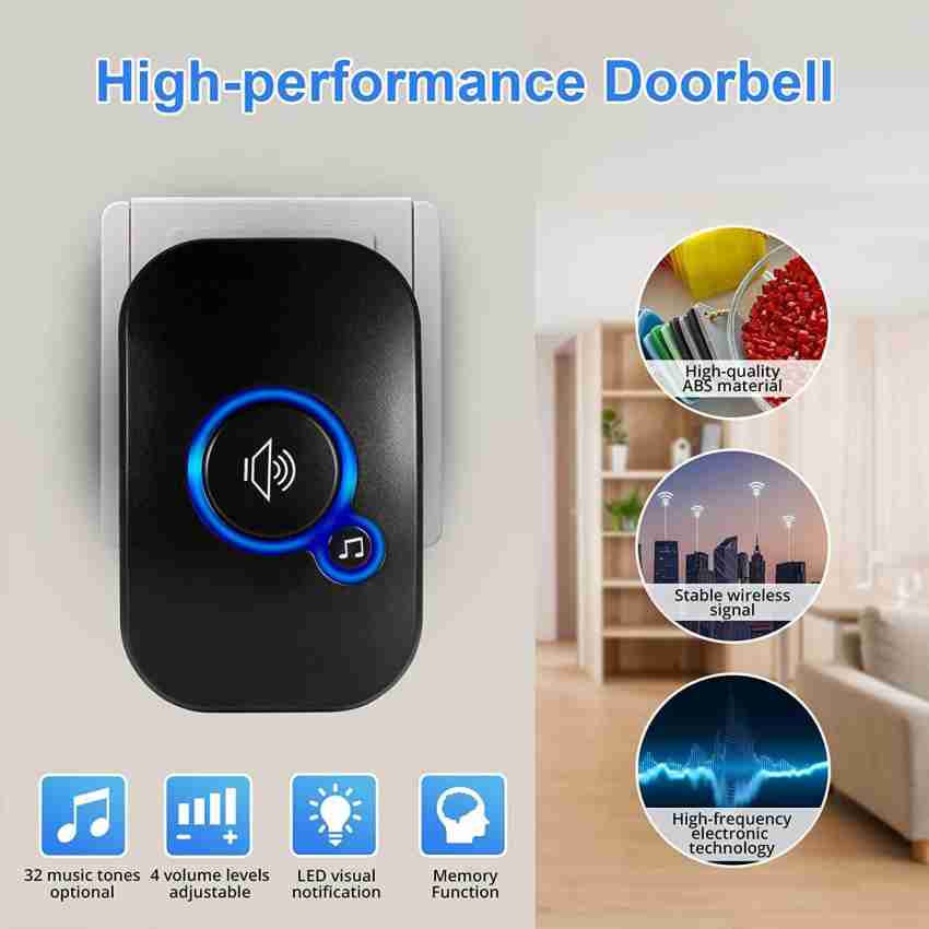 lokza Wireless Doorbell Calling bell For Home office 300M Range 55 Tune 5  Volume Level Wireless Door Chime Price in India - Buy lokza Wireless Doorbell  Calling bell For Home office 300M
