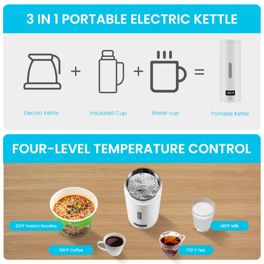Electric Kettle Tea Coffee Small Mini Coffee Water Boiler Portable Trip Pot  0.5L