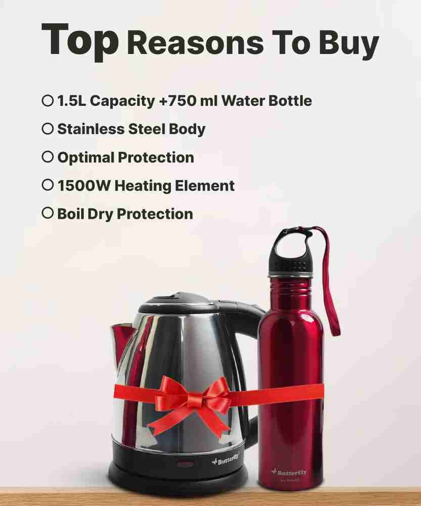 Butterfly electric kettle with water bottle hot sale