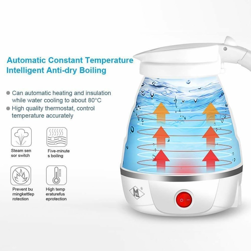 Travel Portable Foldable Electric Kettle Collapsible Water Boiler for Coffee Tea Fast Water Boiling 110V 600ml