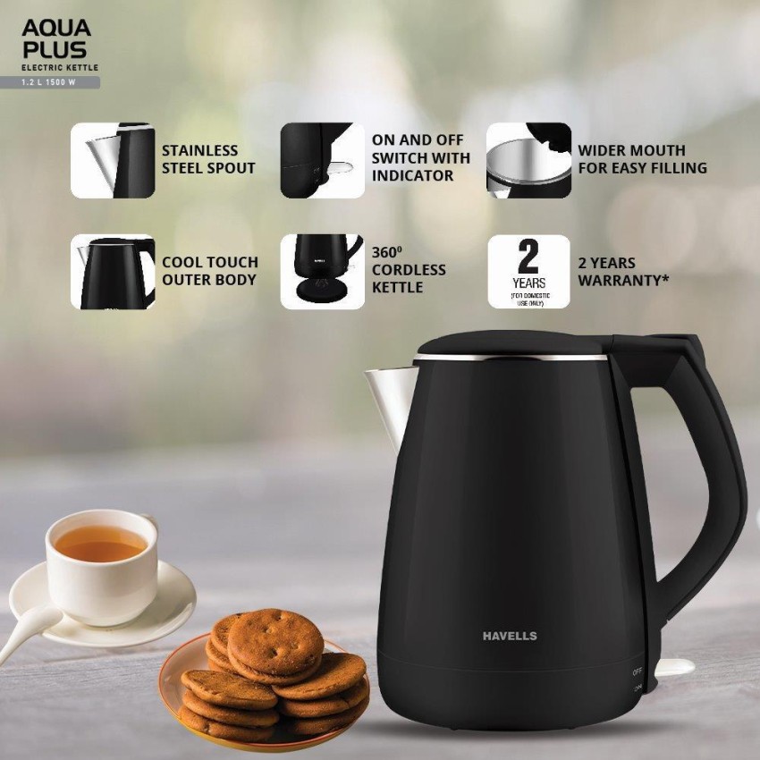 Havells Aqua Plus 1.2 litre Double Wall Kettle / 304 Stainless