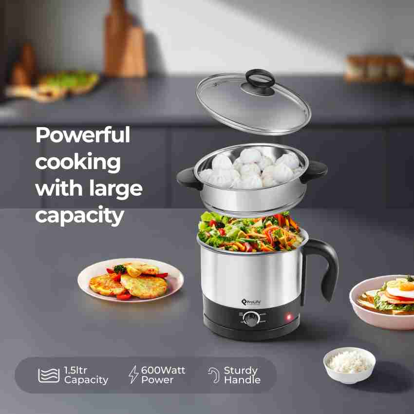 PROLIFE Maestro 3 in 1 Egg Boiler idli Maker 3 Plates Steamer Stainless Steel Stand Multi Cooker Electric Kettle Price in India Buy PROLIFE Maestro 3 in 1 Egg Boiler idli Maker 3 Plates Steamer