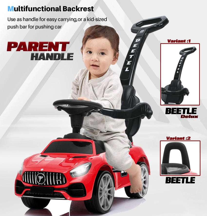 Pandaoriginals Beetle Deluxe Kids car parent handle music lights and footrest 1 to 4 years Car Non Battery Operated Ride On Price in India Buy Pandaoriginals Beetle Deluxe Kids