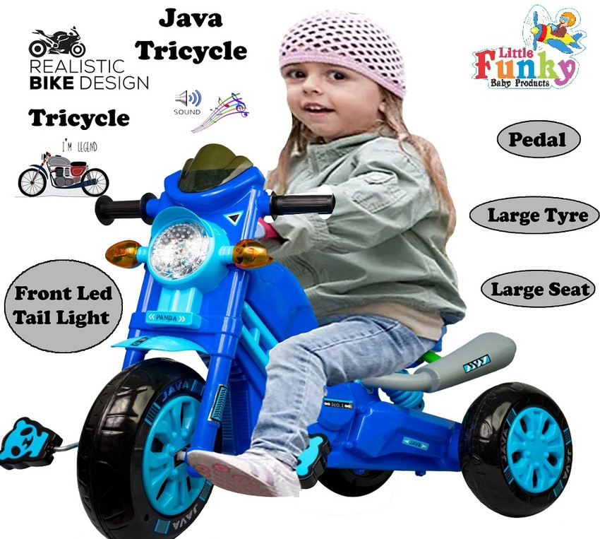 At what age can a child pedal a store tricycle