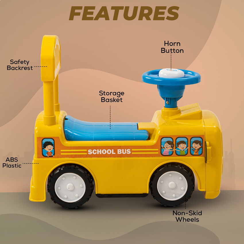 baybee Funbee School Bus Push Ride on Kids Car Baby Ride on Push