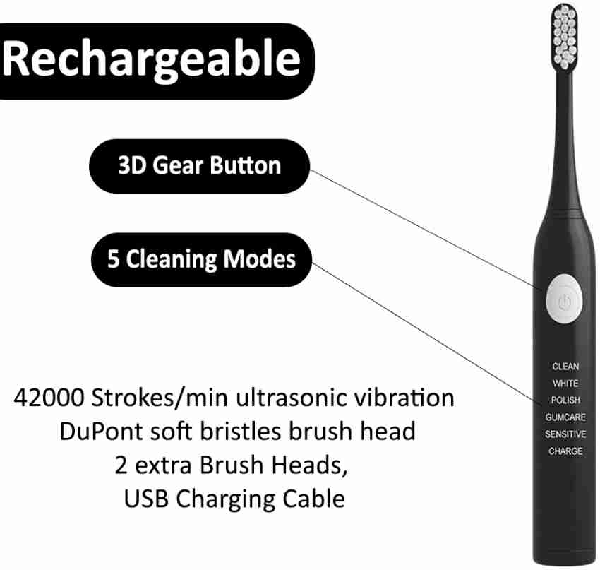 Fashion story Smile Sonic Electric Toothbrush with 3 Brush Heads