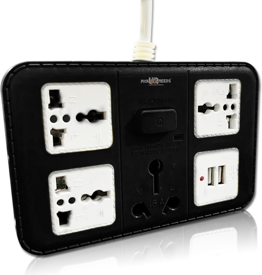 Make Ur Wish 16A 3+1+2 -Way Extension Cord (1 Power Plug) With 2 USB Socket  4 Socket Extension Boards Price in India - Buy Make Ur Wish 16A 3+1+2 -Way Extension  Cord (