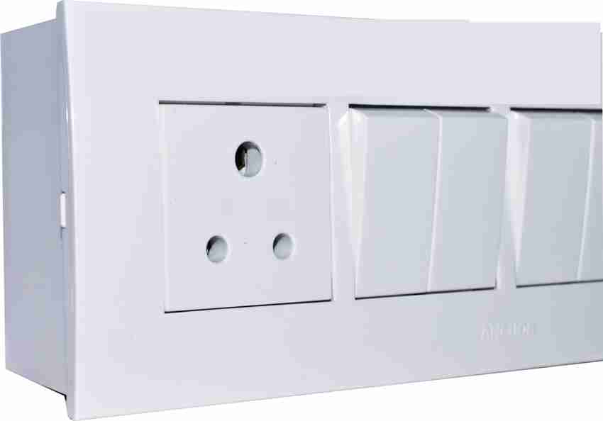 ANCHOR Penta 6 Modular Switch Board 4 switch 1 Three pin socket With Surface Box Wall Plate