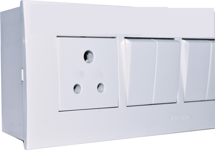 ANCHOR Penta 6 Modular Switch Board 4 switch 1 Three pin socket With Surface Box Wall Plate Price in India Buy ANCHOR Penta 6 Modular Switch Board 4 switch