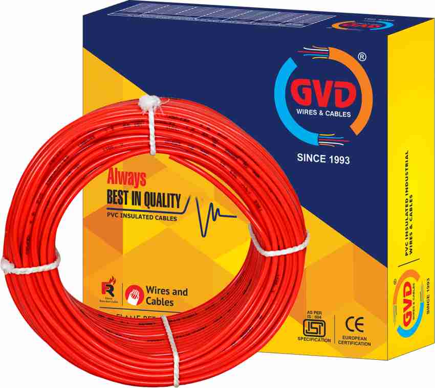 GVD PVC & FR Insulated 1mm Copper Single Core 1 sq/mm Red 45