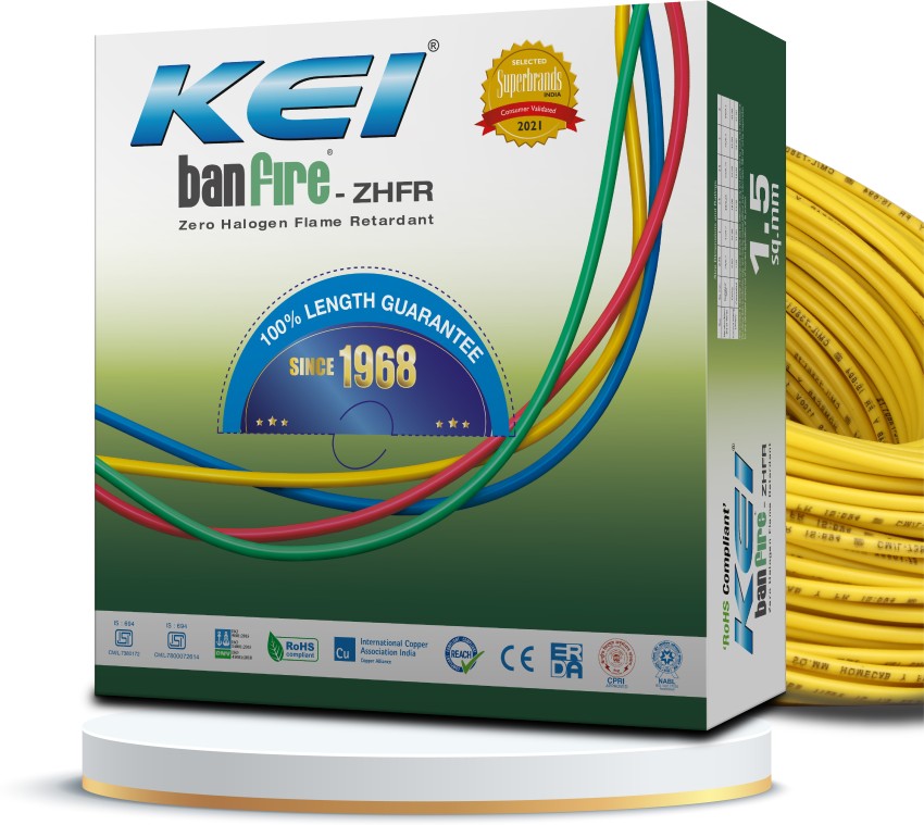 KEI Wires & Cables BANFIRE 1.5 sqmm Single Core (ZERO HALOGEN