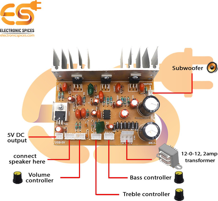 Electronic Spices 2.1 Home Theater Amplifier Board usb 5v with